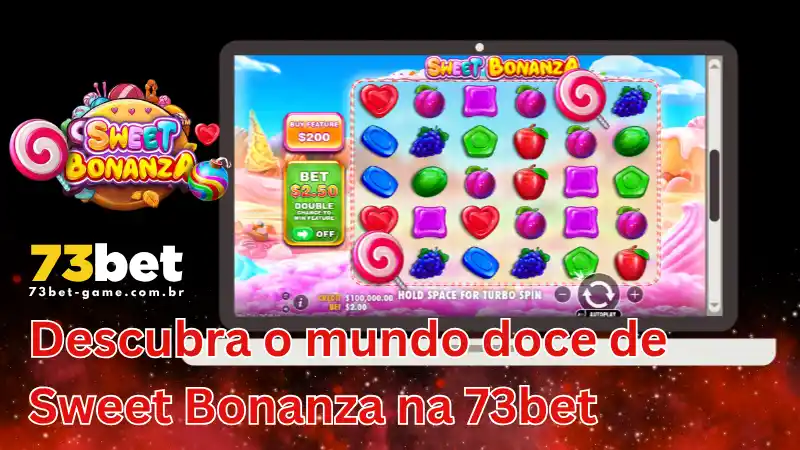 Sweet Bonanza na 73bet: Como Jogar, Dicas e Ganhos de 21.175x! 1 Banner do jogo Sweet Bonanza, com doces e frutas, na 73bet